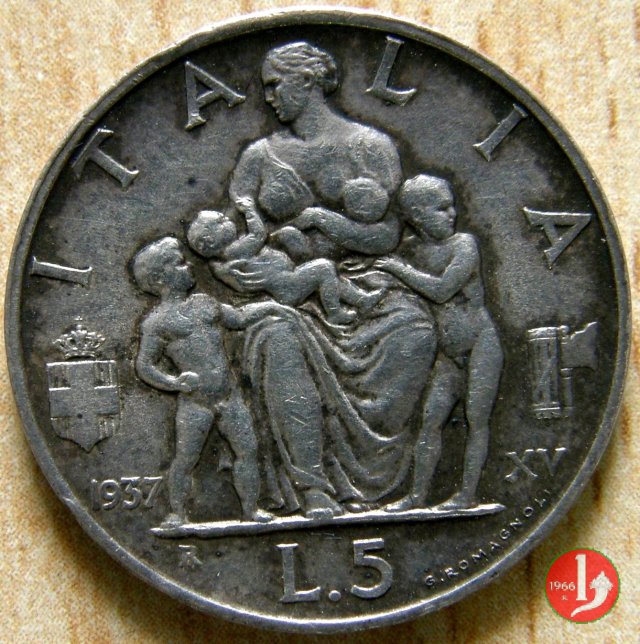 5 lire famiglia 1937 (Roma)