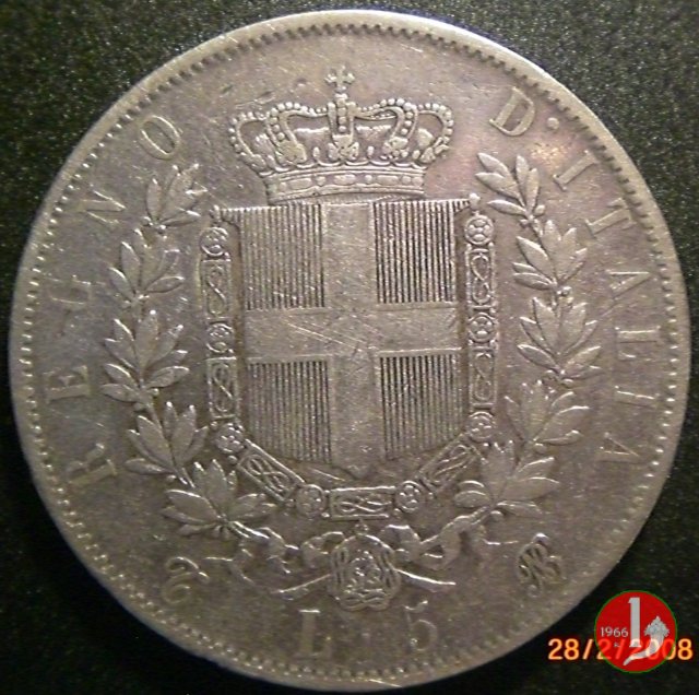 5 lire o scudo 1865 (Torino)