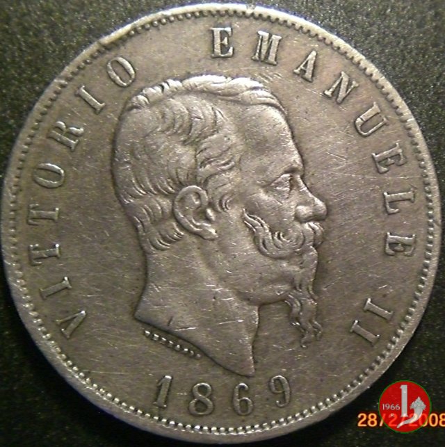 5 lire o scudo 1869 (Milano)