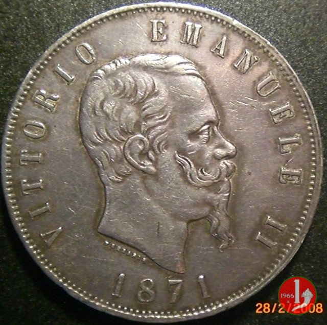 5 lire o scudo 1871 (Milano)