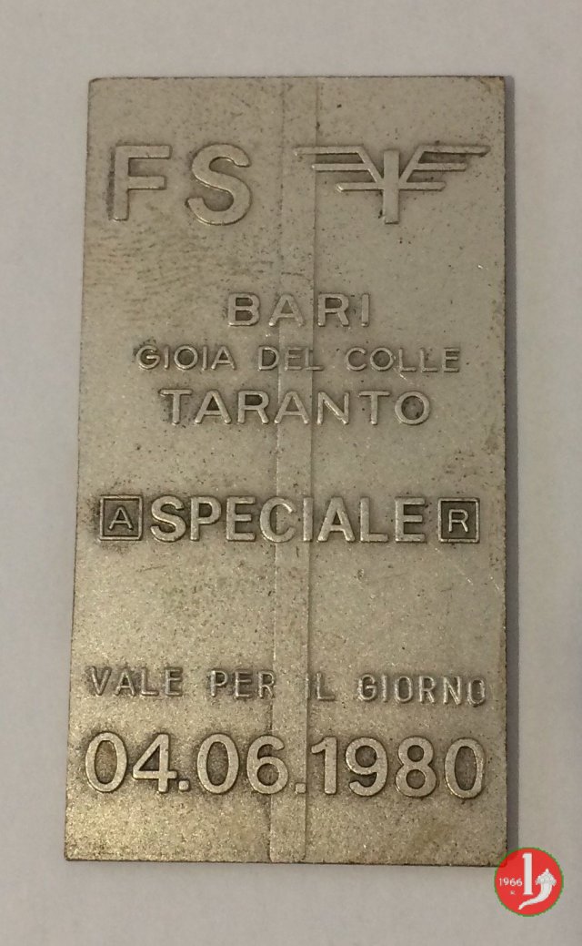 Bari - FS Biglietto Speciale 1980