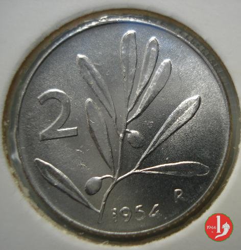 2 lire olivo 1954 (Roma)