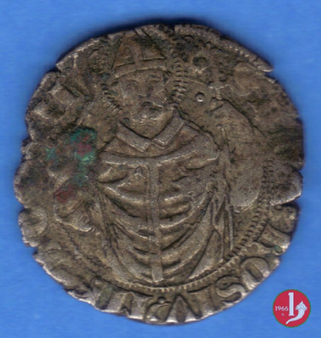 Soldo (tipo con croce e Santo) 1395-1402 (Milano)