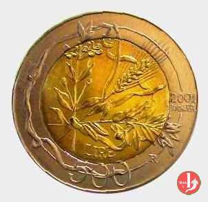 500 Lire bimetallica 2001 (Roma)