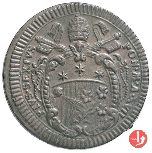 2 baiocchi del 1° tipo (A. XI - A. XXI) 1791-1792 (Roma) 2 baiocchi del 1° tipo (A. XI - A. XXI) 1791-1792 (Roma)