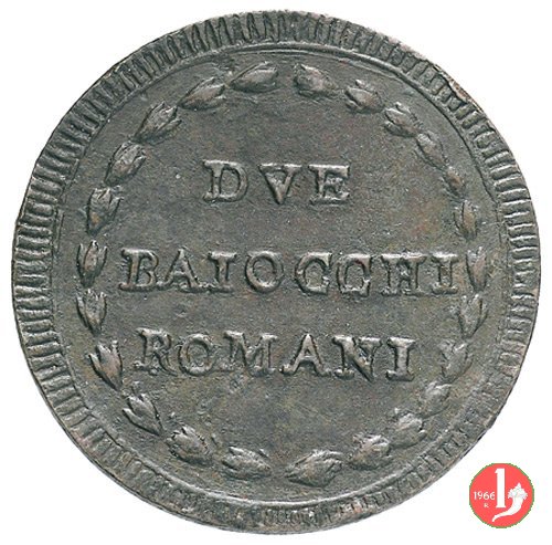 2 baiocchi del 2° tipo (A. XXIII) 1797 (Roma) 2 baiocchi del 2° tipo (A. XXIII) 1797 (Roma)