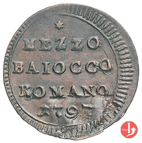 mezzo baiocco del 2° tipo (stemma a targa) 1797 (Roma) mezzo baiocco del 2° tipo (stemma a targa) 1797 (Roma)