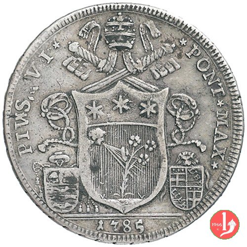 mezzo scudo romano santo seduto di fronte 1785 (Bologna) mezzo scudo romano santo seduto di fronte 1785 (Bologna)