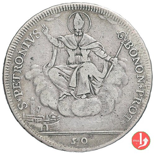 mezzo scudo romano santo seduto di fronte 1785 (Bologna) mezzo scudo romano santo seduto di fronte 1785 (Bologna)