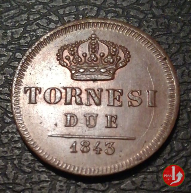2 Tornesi 1843 (Napoli) 2 Tornesi 1843 (Napoli)