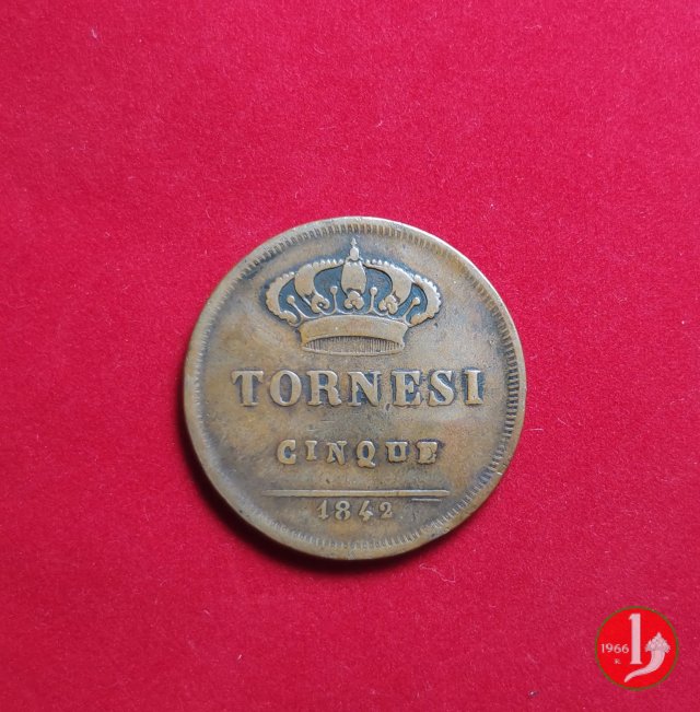 5 Tornesi 1842 (Napoli) 5 Tornesi 1842 (Napoli)
