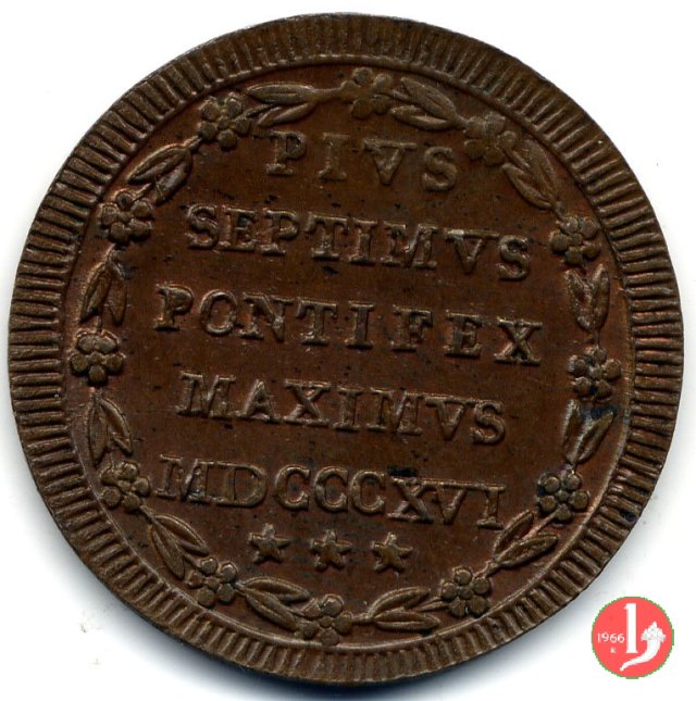 Mezzo Baiocco del 3° tipo 1816 (Roma) Mezzo Baiocco del 3° tipo 1816 (Roma)