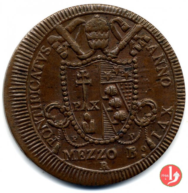 Mezzo Baiocco del 3° tipo 1816 (Roma) Mezzo Baiocco del 3° tipo 1816 (Roma)