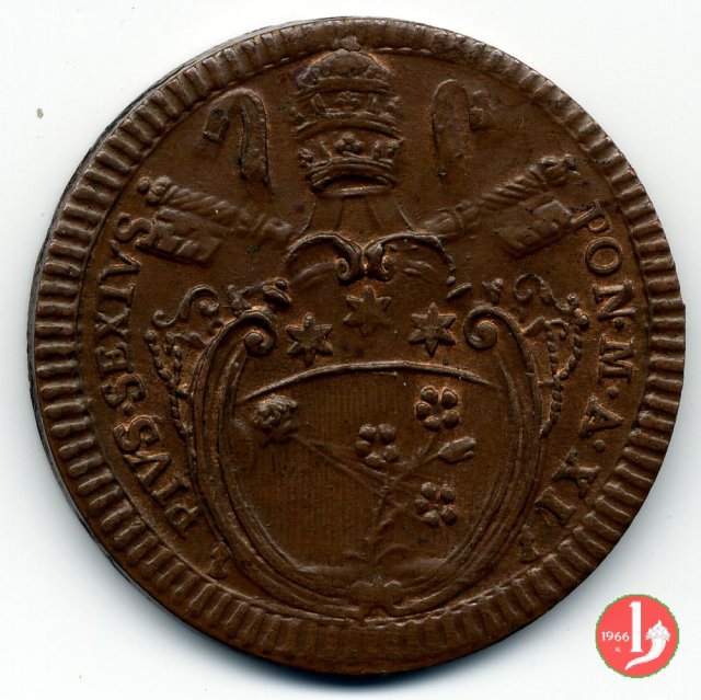 baiocco del 1° tipo (stemma ovale) 1785-1786 (Roma) baiocco del 1° tipo (stemma ovale) 1785-1786 (Roma)