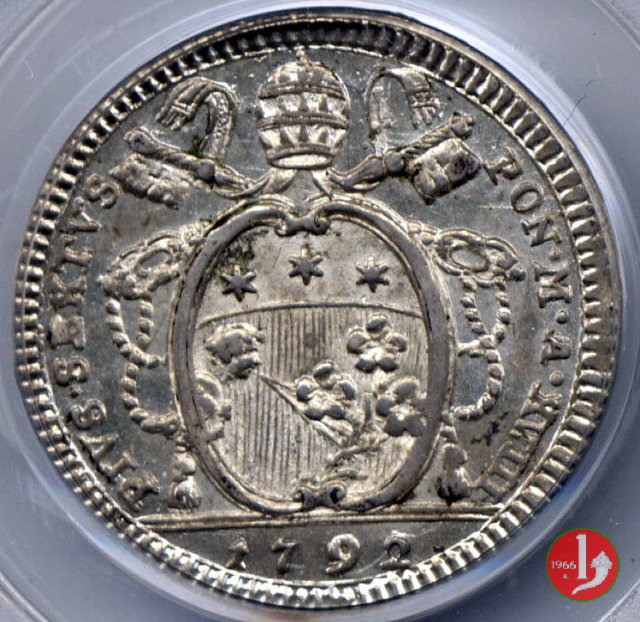 doppio giulio del IV tipo (stemma semplice) 1792 (Roma) doppio giulio del IV tipo (stemma semplice) 1792 (Roma)