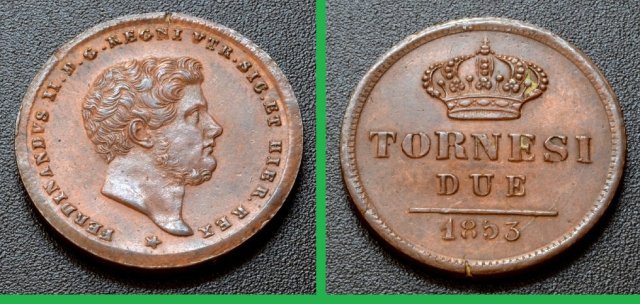 2 Tornesi 1853 (Napoli) 2 Tornesi 1853 (Napoli)