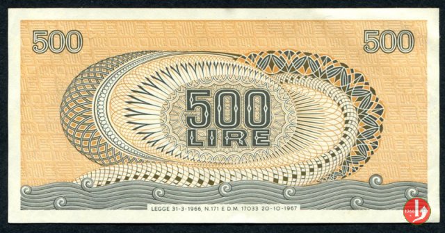 500 lire Testa di Aretusa 1967