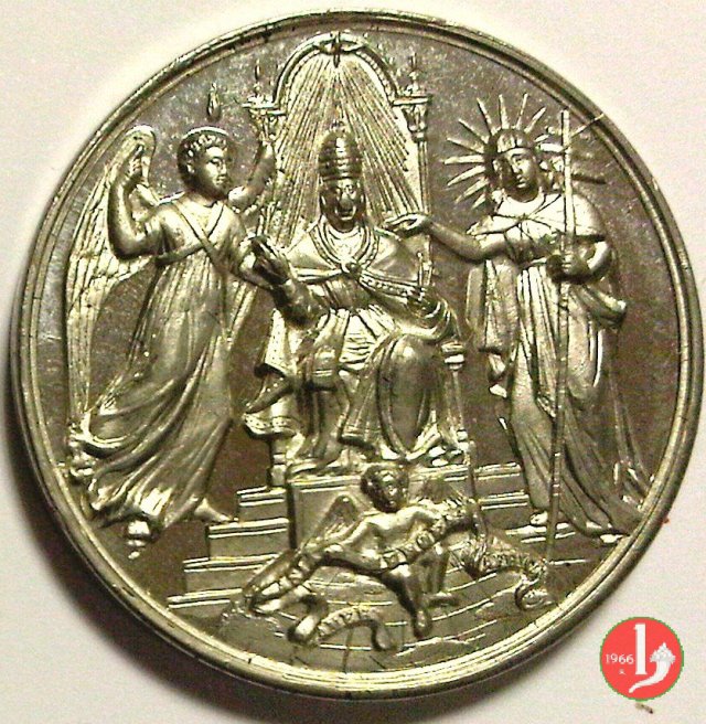 Leone XIII in trono-Omaggio dei Continenti 38mm 1900 Leone XIII in trono-Omaggio dei Continenti 38mm 1900