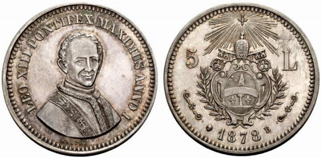 24-Medaglia o Gettone da 5 Lire 1878 (Bruxelles) 24-Medaglia o Gettone da 5 Lire 1878 (Bruxelles)