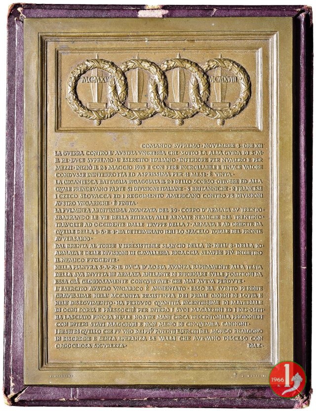 Placchetta Comunicato della Vittoria 1918 Placchetta Comunicato della Vittoria 1918