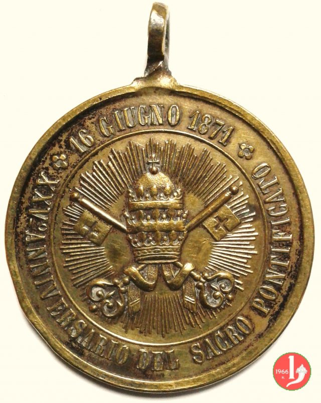 XXV anno di Pontificato Tiara e chiavi -B4 1871 XXV anno di Pontificato Tiara e chiavi -B4 1871