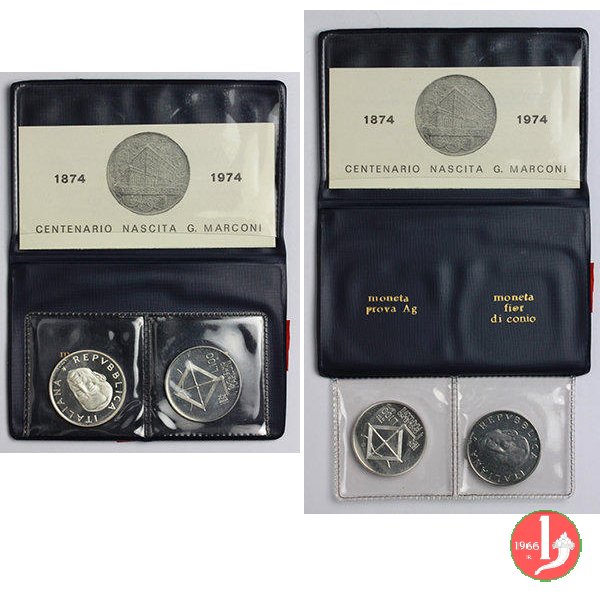 prova 100 lire 1974 (Marconi) in argento 1974 (Roma)