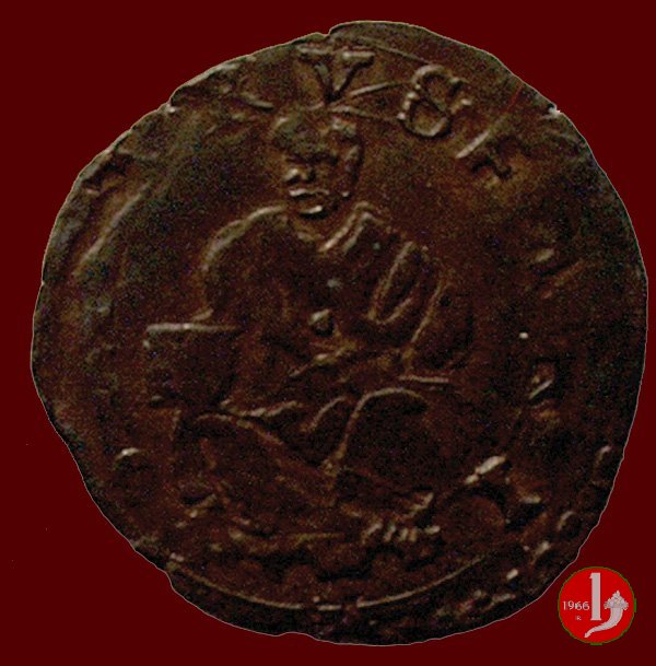 Quattrino (chiavi e scritto - S.Petrus Fani / seduto) 1566-1572 (Fano)