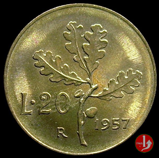 20 lire quercia 1957 (Roma)