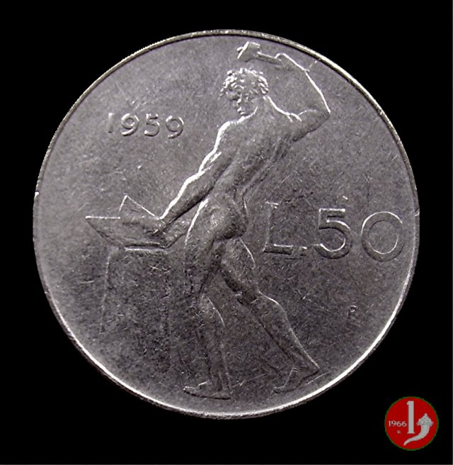 50 lire Vulcano 1959 (Roma)