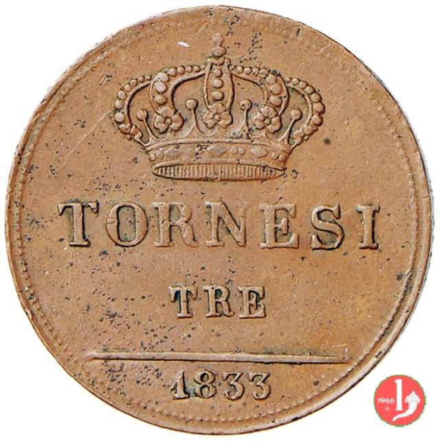 3 Tornesi 1833 (Napoli) 3 Tornesi 1833 (Napoli)