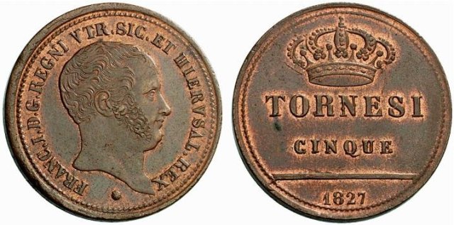 5 Tornesi 1827 (Napoli) 5 Tornesi 1827 (Napoli)