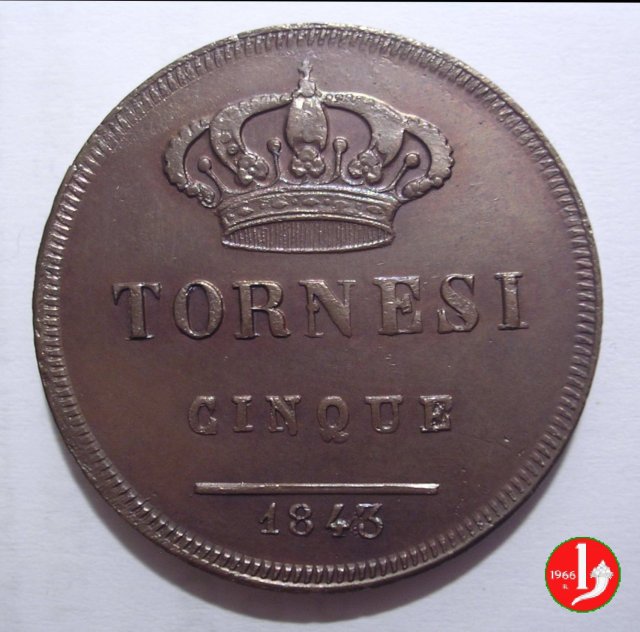 5 Tornesi 1843 (Napoli) 5 Tornesi 1843 (Napoli)