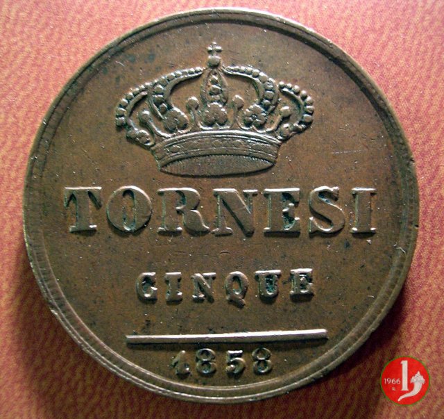 5 Tornesi 1858 (Napoli) 5 Tornesi 1858 (Napoli)