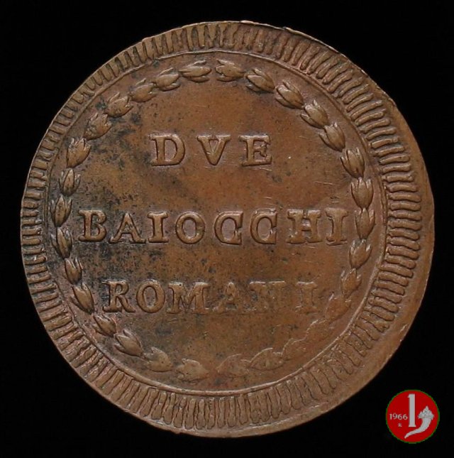 2 baiocchi del 2° tipo (A. XXIII) 1797 (Roma) 2 baiocchi del 2° tipo (A. XXIII) 1797 (Roma)