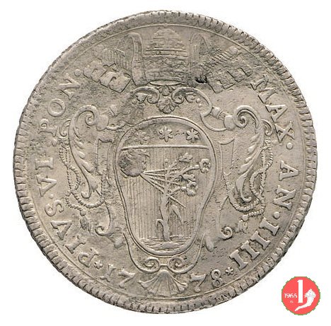 mezzo scudo romano santo seduto a sinistra 1778 (Bologna) mezzo scudo romano santo seduto a sinistra 1778 (Bologna)