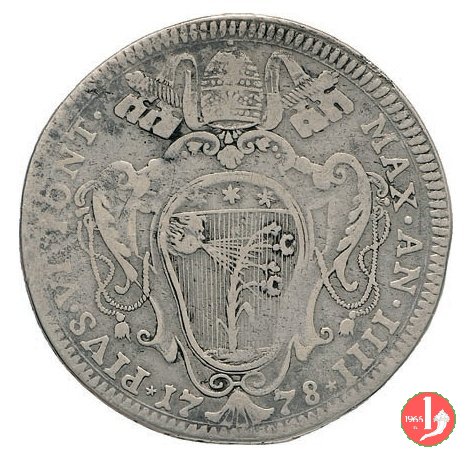 mezzo scudo romano santo seduto a sinistra 1778 (Bologna) mezzo scudo romano santo seduto a sinistra 1778 (Bologna)