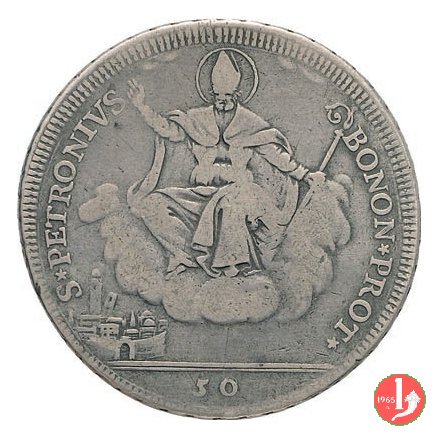 mezzo scudo romano santo seduto di fronte 1785 (Bologna) mezzo scudo romano santo seduto di fronte 1785 (Bologna)