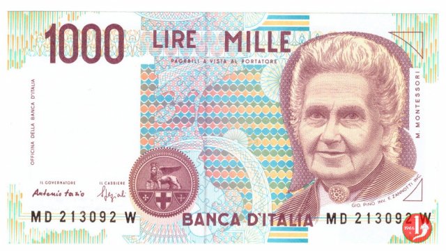 1.000 lire Maria Montessori 1994
