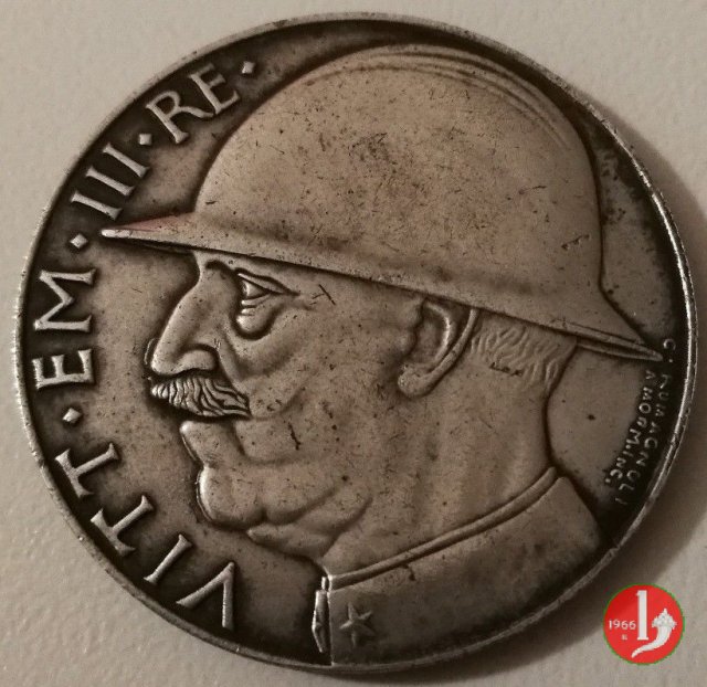 20 lire cappellone o elmetto 1928 (Roma)