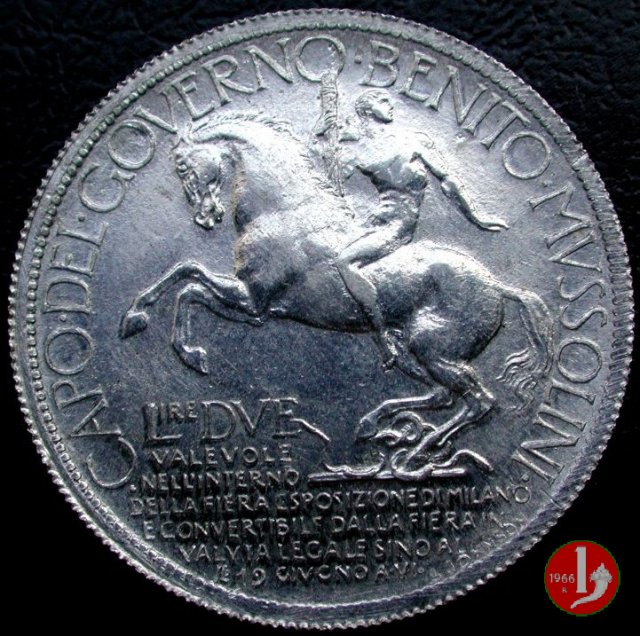 2 lire - esposizione di Milano del 1928 1928 (Johnson)
