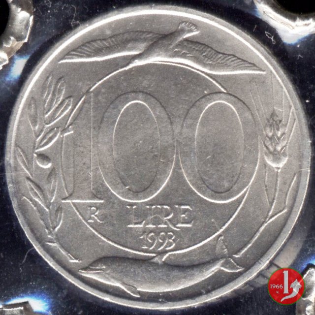 Immagine di una da 100 lire Italia turrita 1993 (Roma)