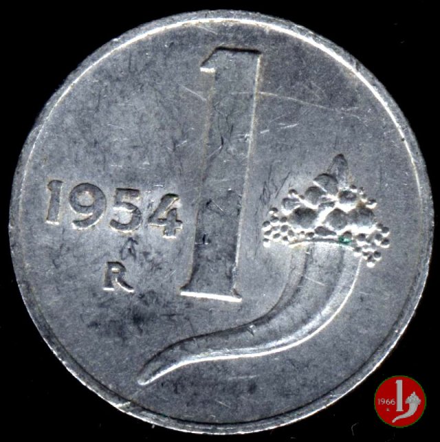 1 lira cornucopia 1954 (Roma)