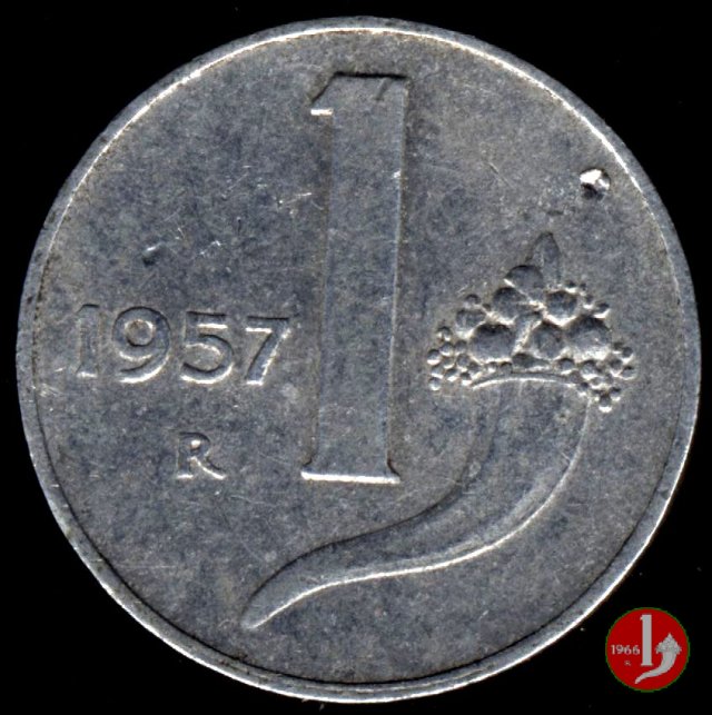 1 lira cornucopia 1957 (Roma)