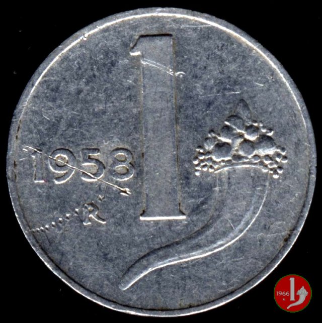 1 lira cornucopia 1958 (Roma)