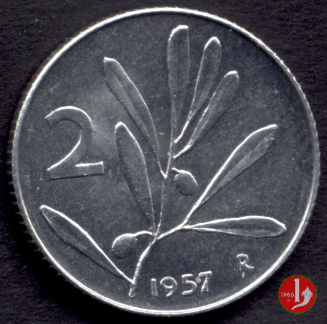 2 lire olivo 1957 (Roma)