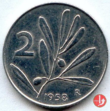 2 lire olivo 1958 (Roma)