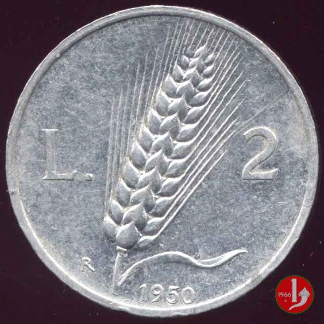 2 lire spiga 1950 (Roma)