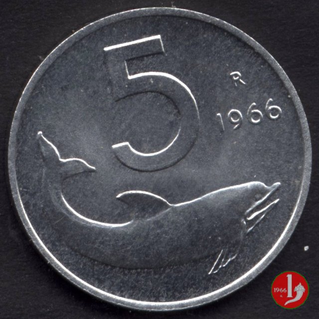 5 lire delfino 1966 (Roma)