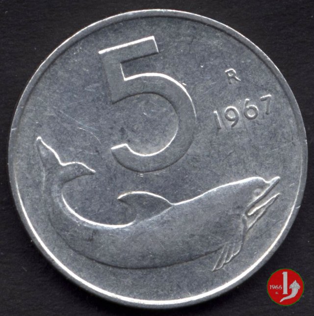 5 lire delfino 1967 (Roma)