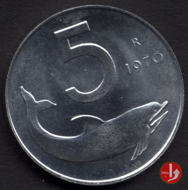 5 lire delfino 1970 (Roma)